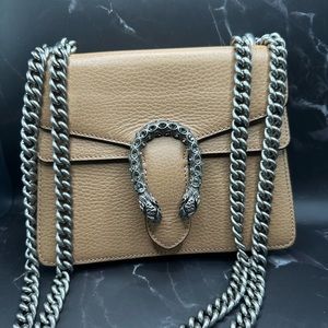 Gucci Dionysus GG Shoulder Bag Mini Natural Tan Crystal